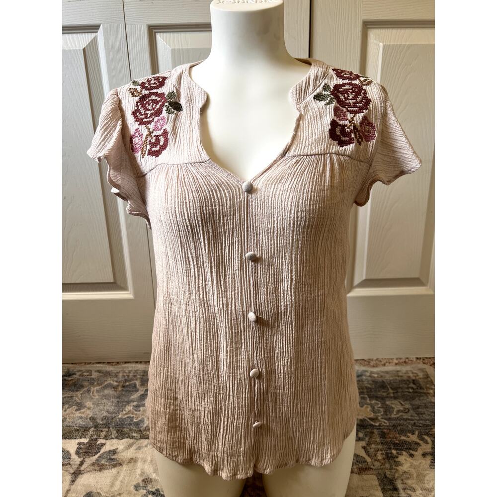 MINE Babydoll Shirt Cross Stitching Embroidery Cottage Core